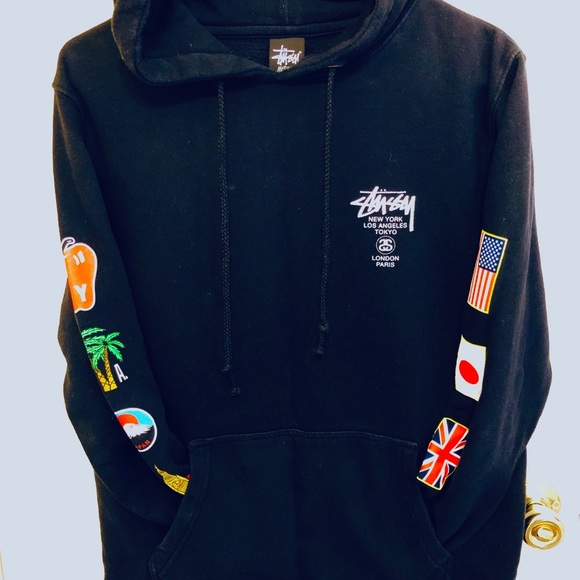 stussy world tour hoodie flags